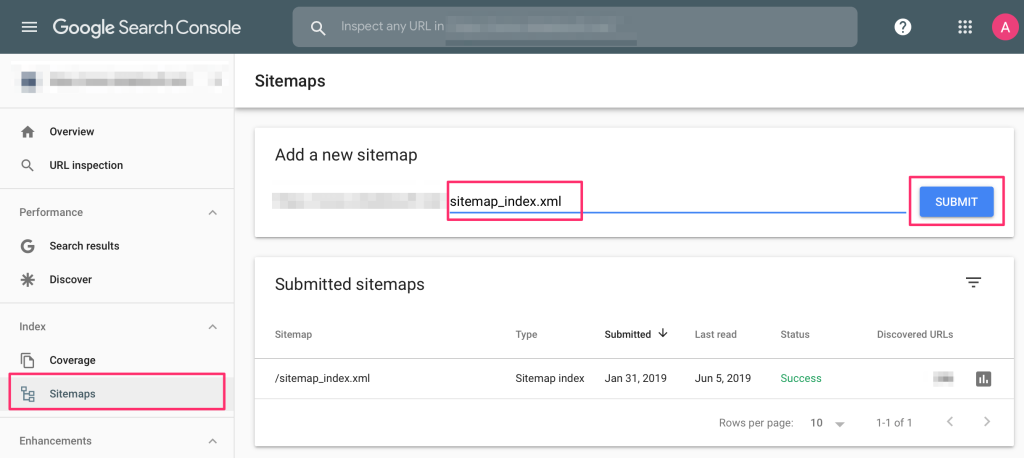 Submit your Sitemap in Google Search Console