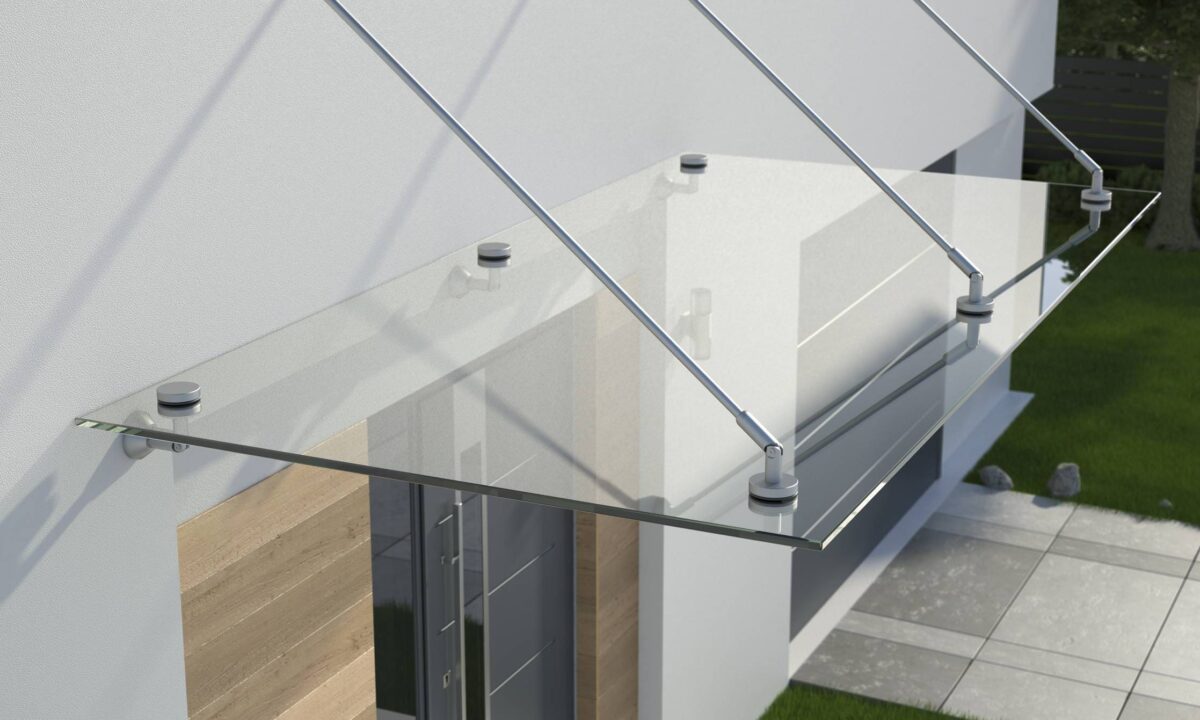 house entrance glass canopy